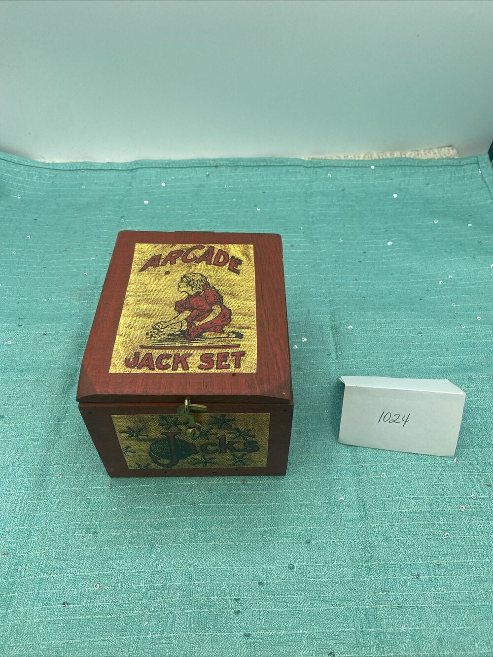Vintage ARCADE JACK SET with 2-Rubber Balls & 10 Jacks Along With Blue Bag
